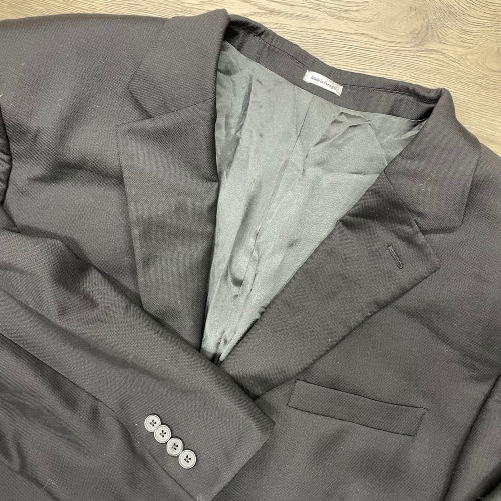 Peter Millar Sport Coat Mens 52R Black 100% Wool 2 Button Blazer Portugal READ